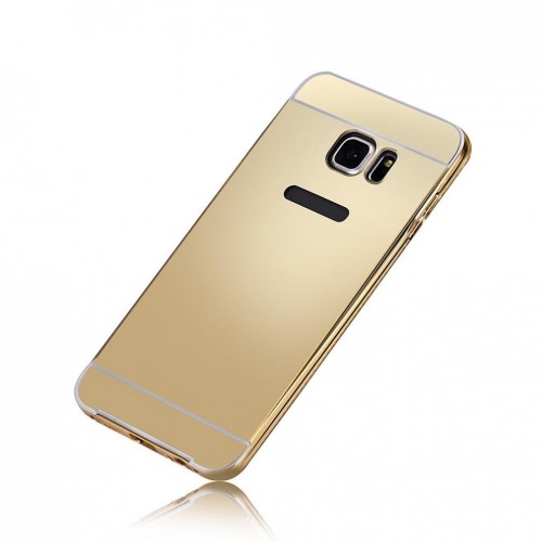 Samsung Galaxy S6 Edge Plus Shiny Mirror 2 In 1 Aluminium Bumper Protective Phone Cover Case Gold